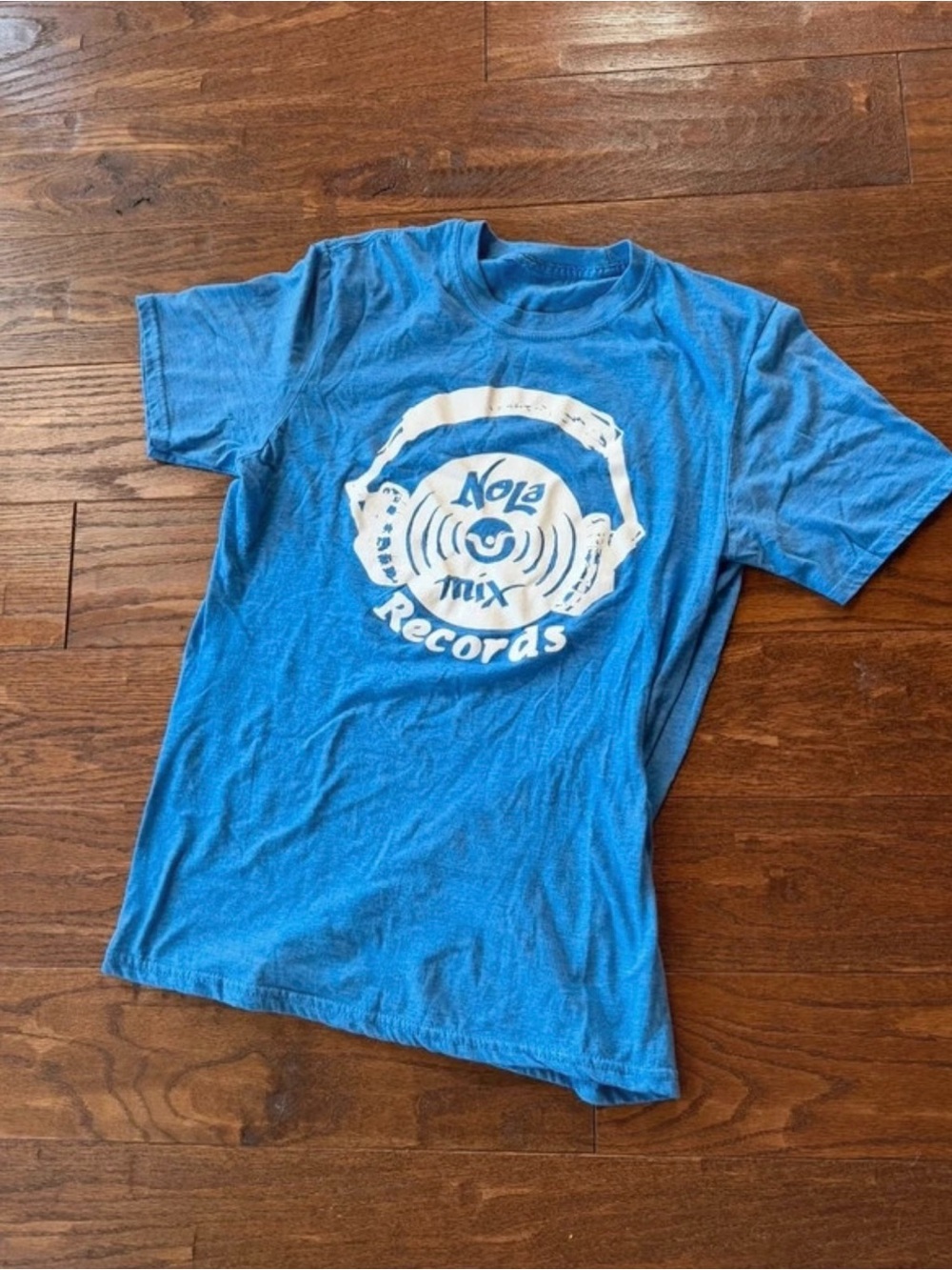 Nola Blue Short Sleeve Graphic Tee with White Logo
